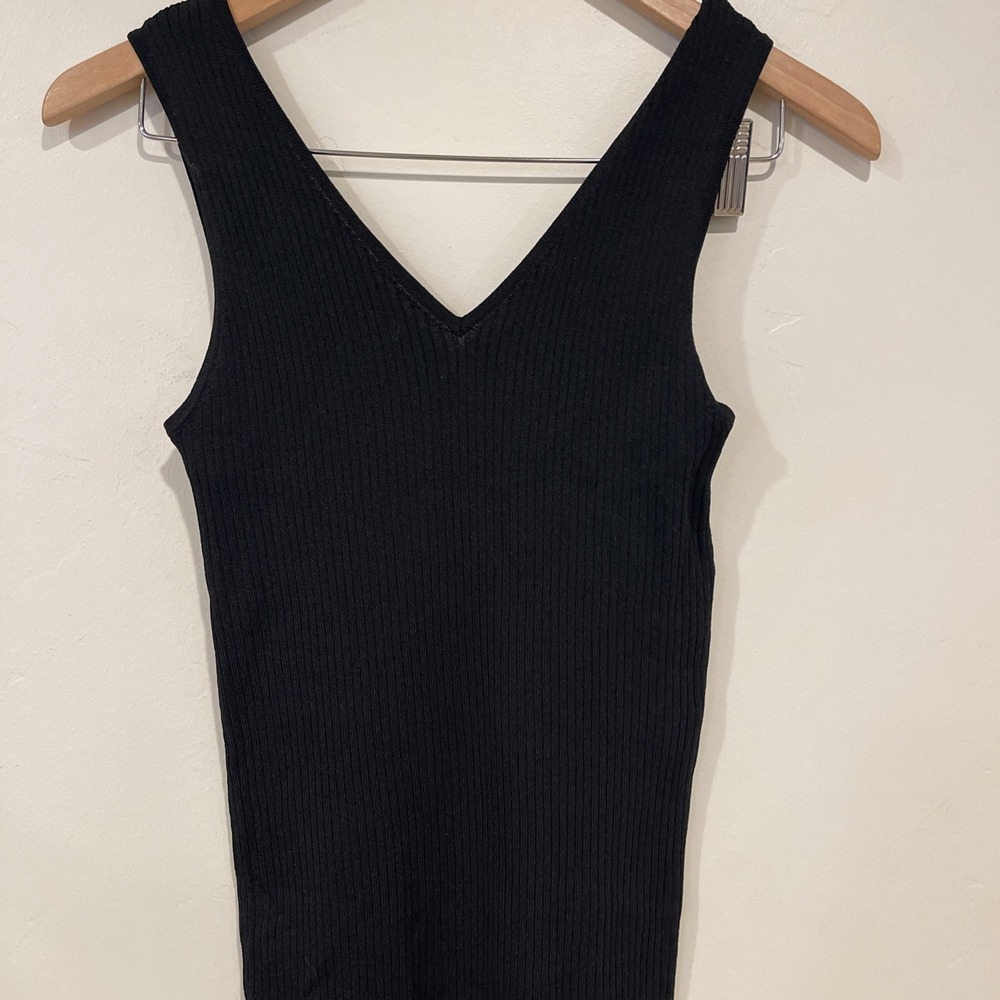 Edited Remi Bader Black Ribbed Tank Dress XL NWT Midi Bodycon Stretch Minimalist - Picture 4 of 10